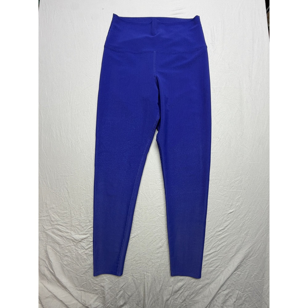 Beach Riot Sport Ribbed High Waisted Leggings Cobalt Blue Shimmer Size Medium
